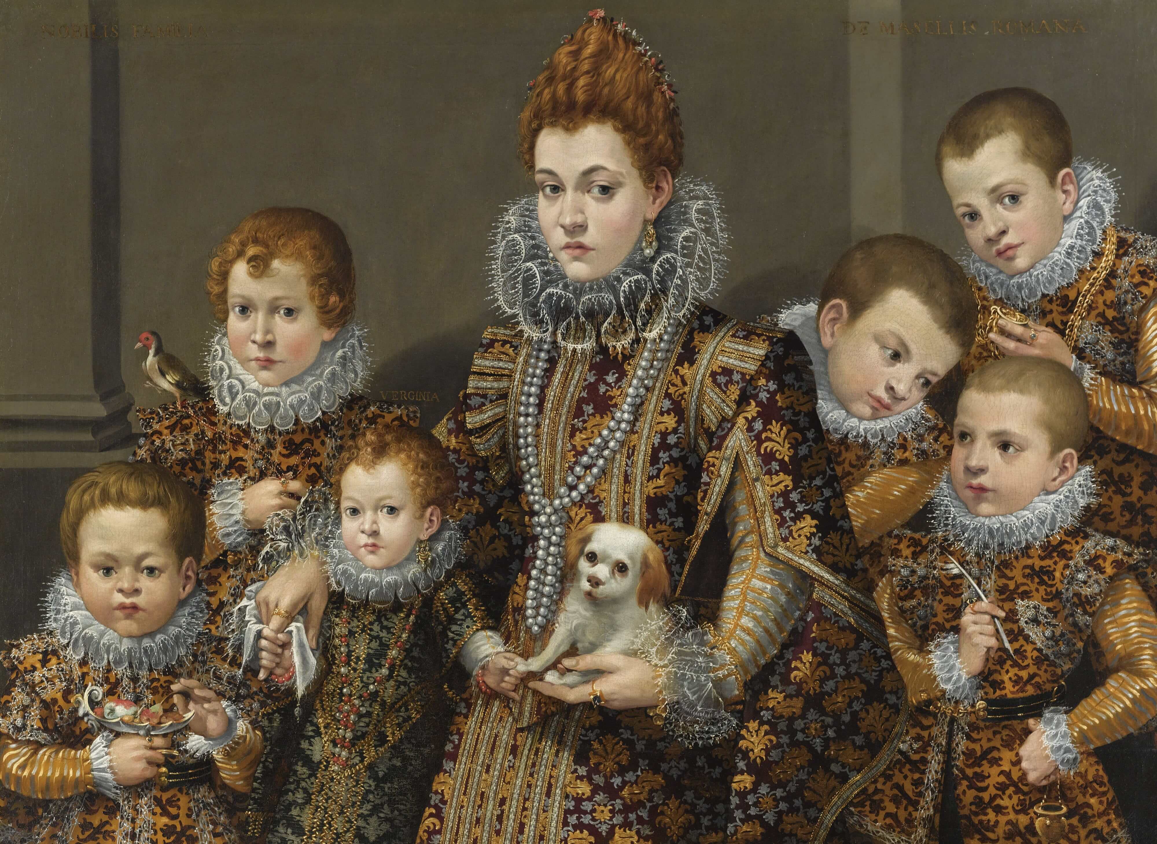 Retrato de Bianca degli Utili Maselli com seus seis filhos, c. 1605 (óleo sobre tela), de Lavinia Fontana
